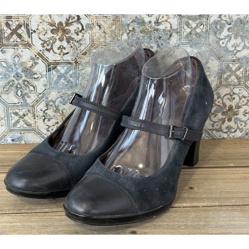 Clarks Blue Mary Jane Heels Shoes Cushioned Comfort Women's 10 M